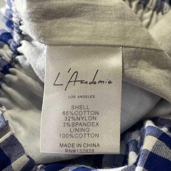 L’Academie Blue Gingham Off Shoulder Crop Top Size Small - Picture 7 of 10